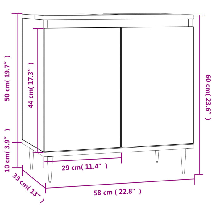 Badkamerkast 58X33X60 Cm Bewerkt Hout