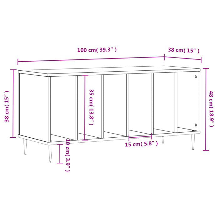 Platenkast 100X38X48 Cm Bewerkt Hout