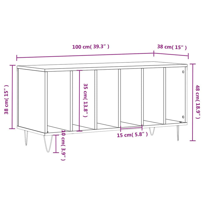 Platenkast 100X38X48 Cm Bewerkt Hout