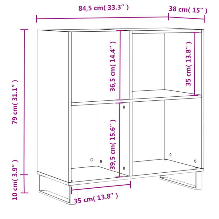 Platenkast 84,5X38X89 Cm Bewerkt Hout