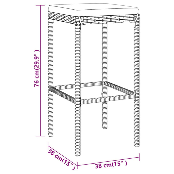 Tuinbarset Met Kussens Poly Rattan