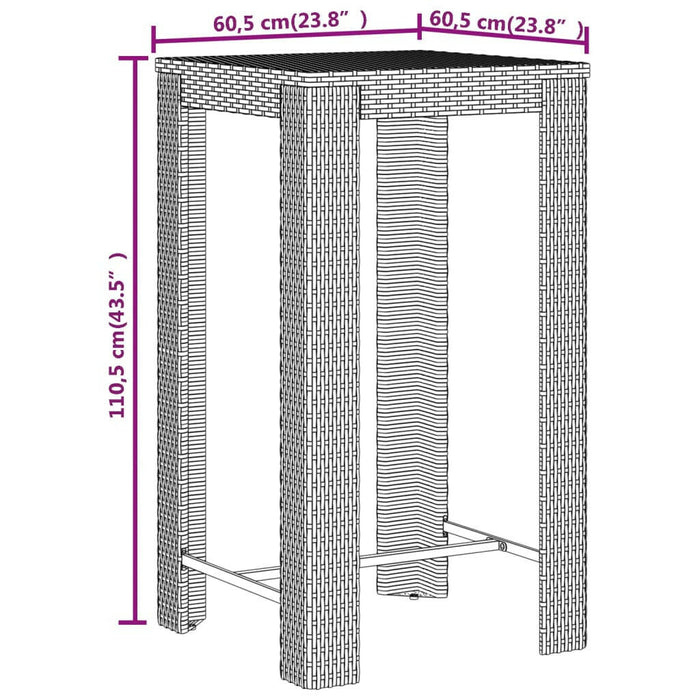 3-Delige Tuinbarset Poly Rattan En Massief Acaciahout Grijs