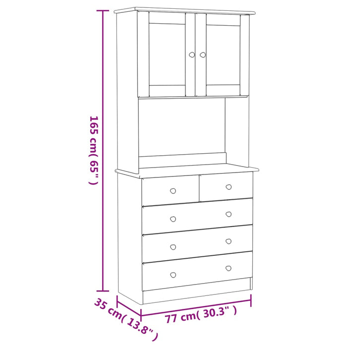 Hoge Kast Alta 77X35X165 Cm Massief Grenenhout Wit