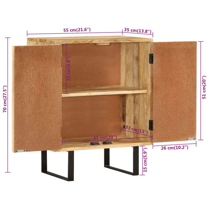 Dressoir Met 2 Deuren 55X35X70 Cm Massief Mangohout