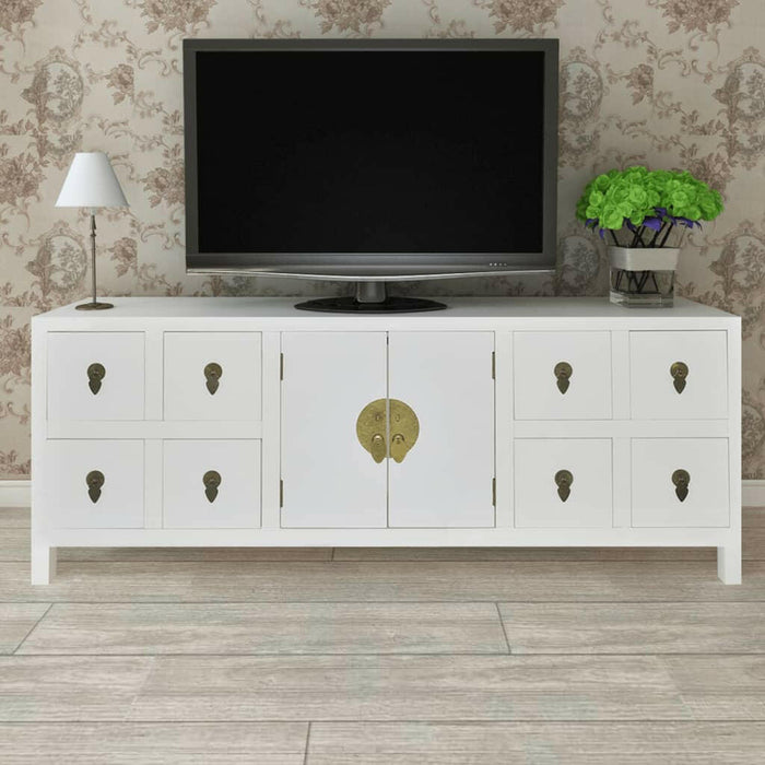 Tv-Meubel 110X24X48 Cm Bewerkt Hout Wit