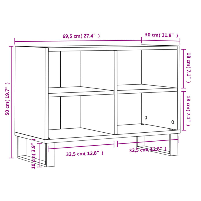 Tv-Meubel 69,5X30X50 Cm Bewerkt Hout Kleurig