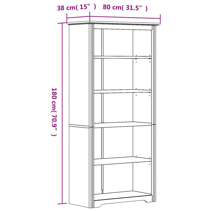 Boekenkast 5-Laags Bodo 80X38X80 Cm Massief Grenenhout