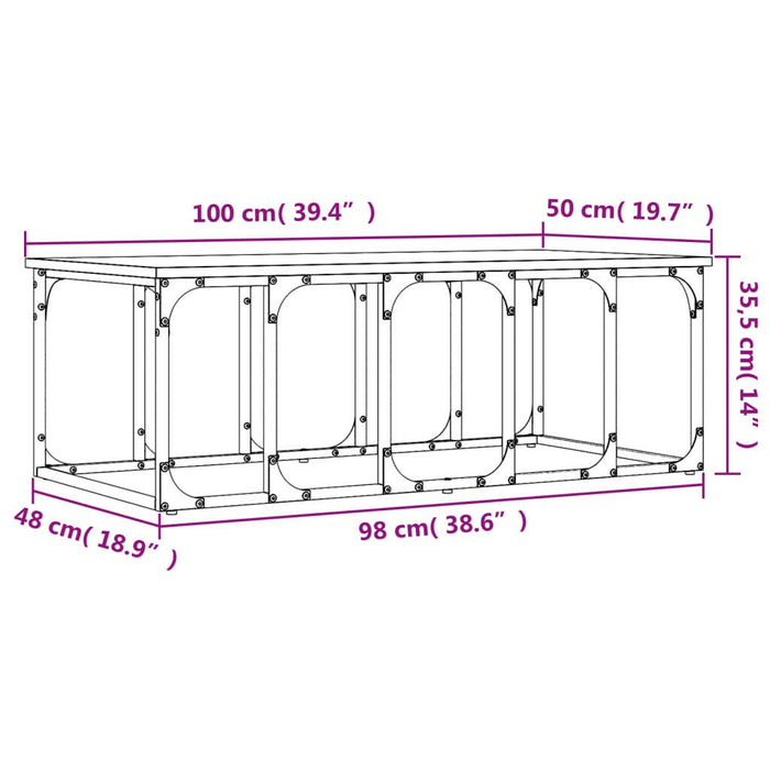 Salontafel 100X50X35,5 Cm Bewerkt Hout Zwart