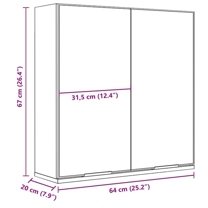 Badkamerkast Met Spiegel 64X20X67 Cm Bewerkt Hout Zwart