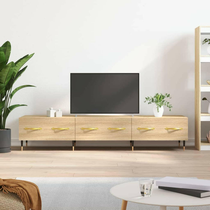 Tv-Meubel 150X36X30 Cm Bewerkt Hout Bruin Eikenkleur