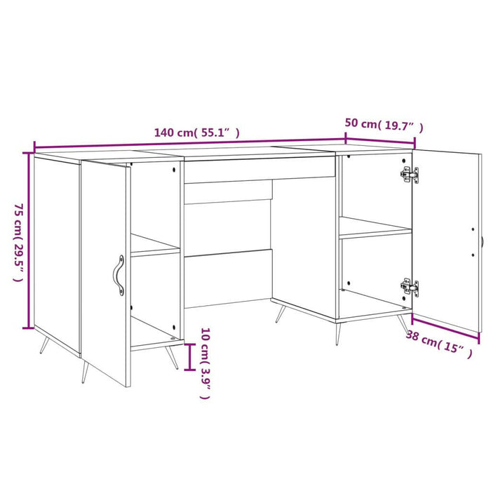 Bureau 140X50X75 Cm Bewerkt Hout Sonoma Eikenkleurig