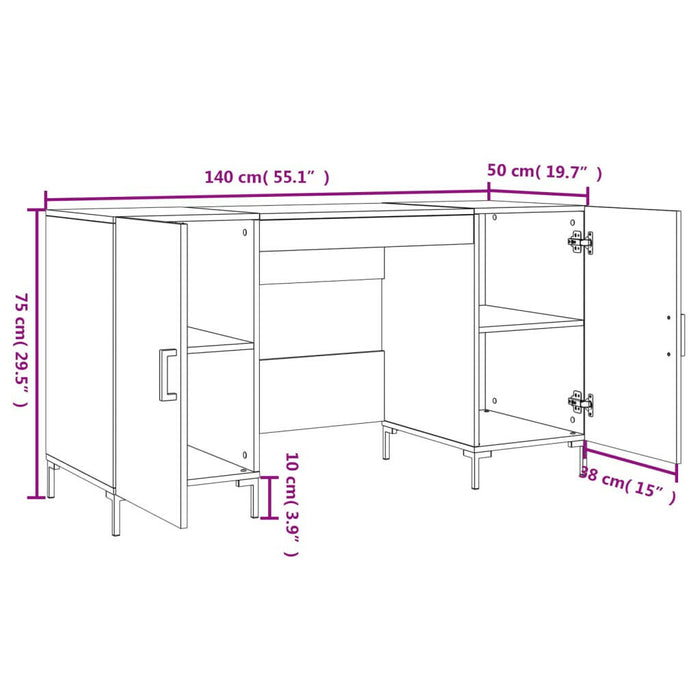 Bureau 140X50X75 Cm Bewerkt Hout Sonoma Eikenkleurig