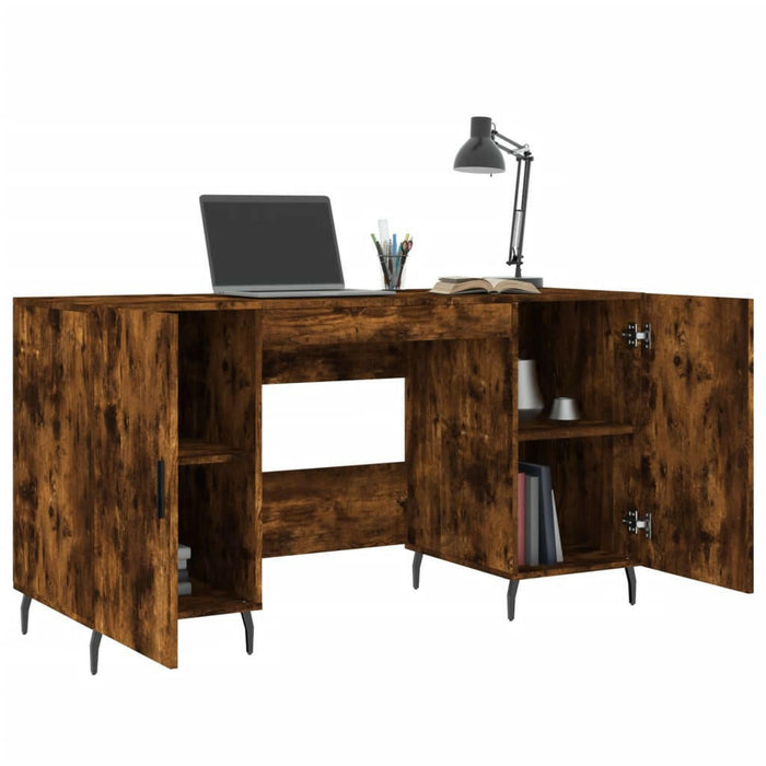 Bureau 140X50X75 Cm Bewerkt Hout Gerookt Eikenkleurig