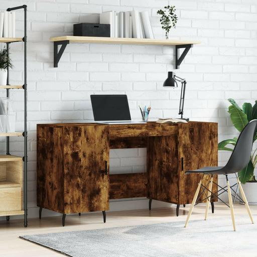 Bureau 140X50X75 Cm Bewerkt Hout Gerookt Eikenkleurig