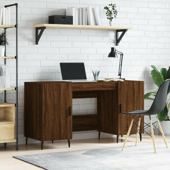 Bureau 140X50X75 Cm Bewerkt Hout Gerookt Eikenkleurig