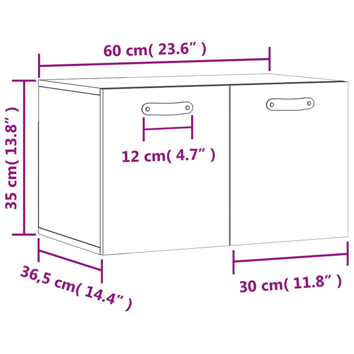 Wandkast 60X36,5X35 Cm Bewerkt Hout Zwart