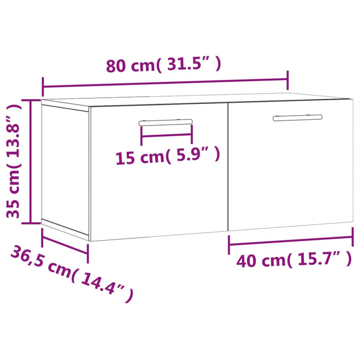 Wandkast 80X36,5X35 Cm Bewerkt Hout Wit