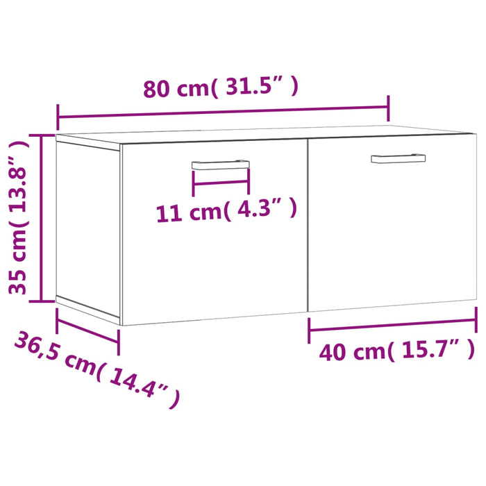 Wandkast 80X36,5X35 Cm Bewerkt Hout Kleurig