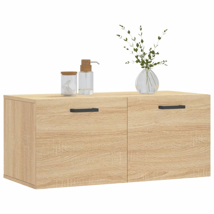 Wandkast 80X36,5X35 Cm Bewerkt Hout Kleurig