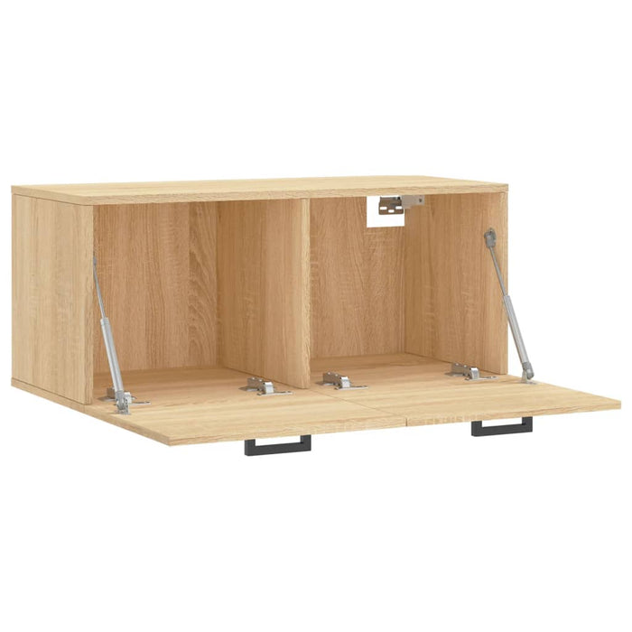 Wandkast 80X36,5X35 Cm Bewerkt Hout Kleurig