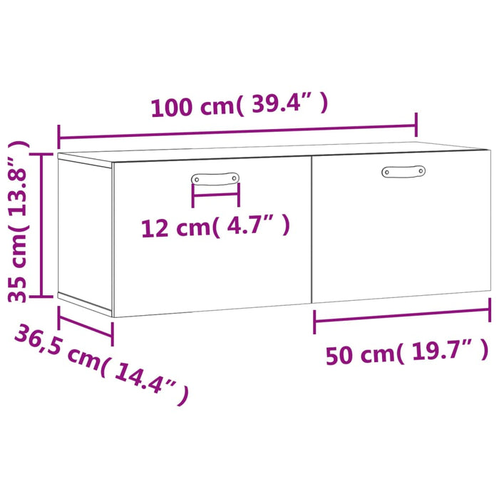 Wandkast 00X36,5X35 Cm Bewerkt Hout Zwart