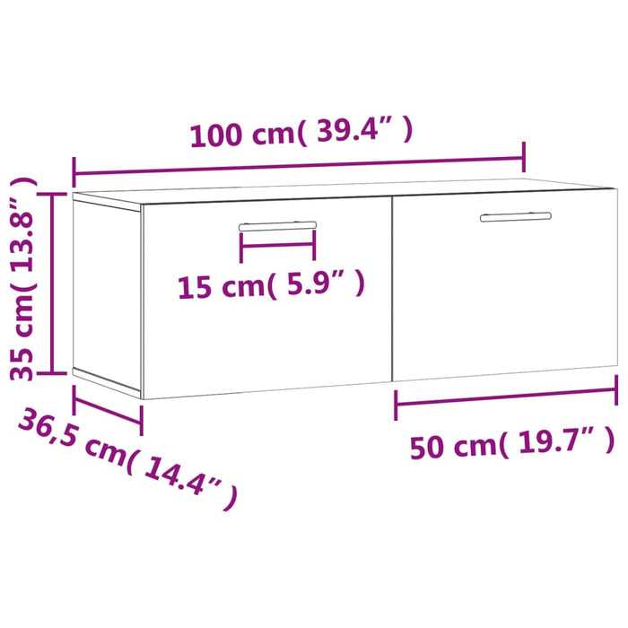 Wandkast 00X36,5X35 Cm Bewerkt Hout Betongrijs