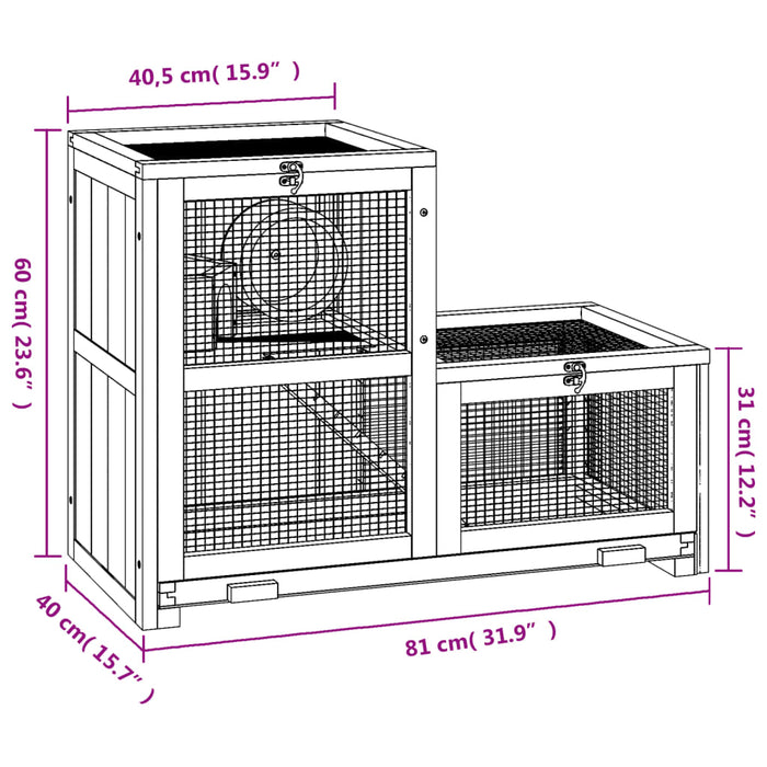 Hamsterkooi 81X40X60 Cm Massief Vurenhout