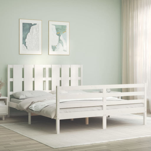 Bedframe Met Hoofdbord Massief Hout