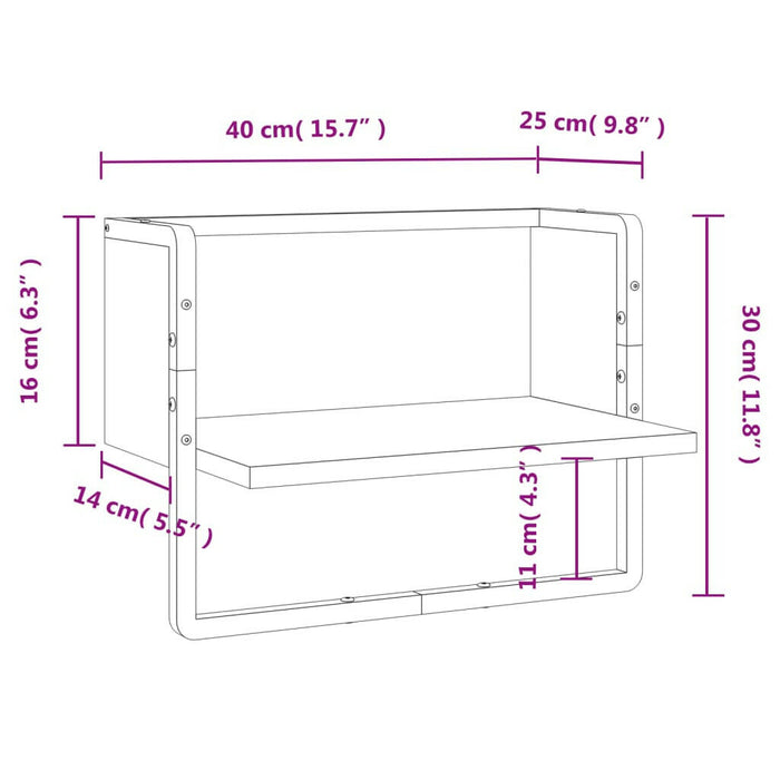 Wandschap Met Stang 40X25X30 Cm Gerookt Eikenkleurig