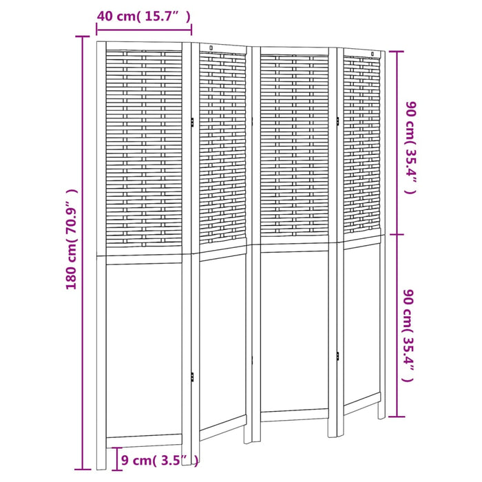 Kamerscherm Met 4 Panelen Massief Paulowniahout Wit