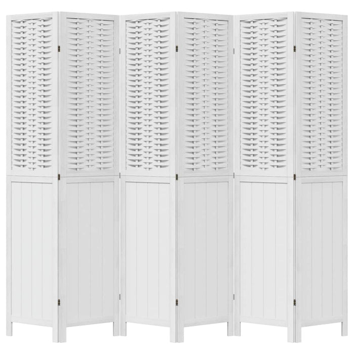 Kamerscherm Met 6 Panelen Massief Paulowniahout Wit