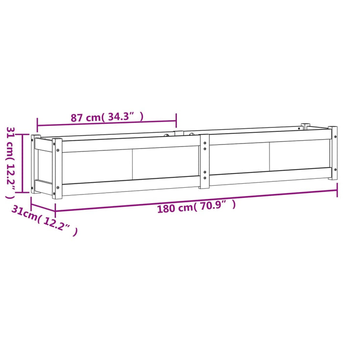 Plantenbak 180X31X31 Cm Massief Grenenhout