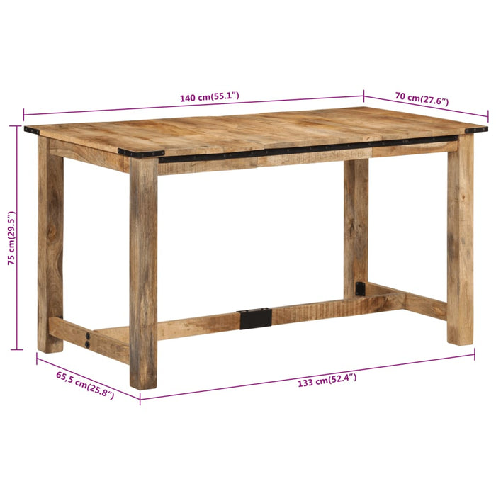 Eettafel 140X70X75 Cm Massief Mangohout