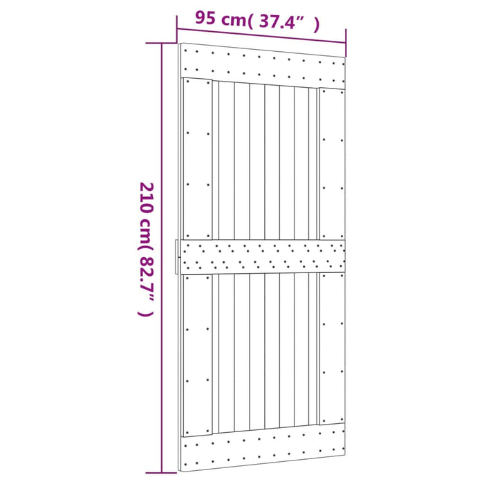 Schuifdeur Met Beslag 95X210 Cm Massief Grenenhout