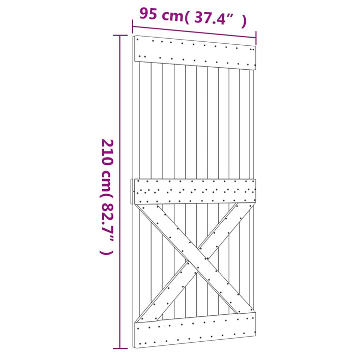 Schuifdeur Met Beslag 95X210 Cm Massief Grenenhout