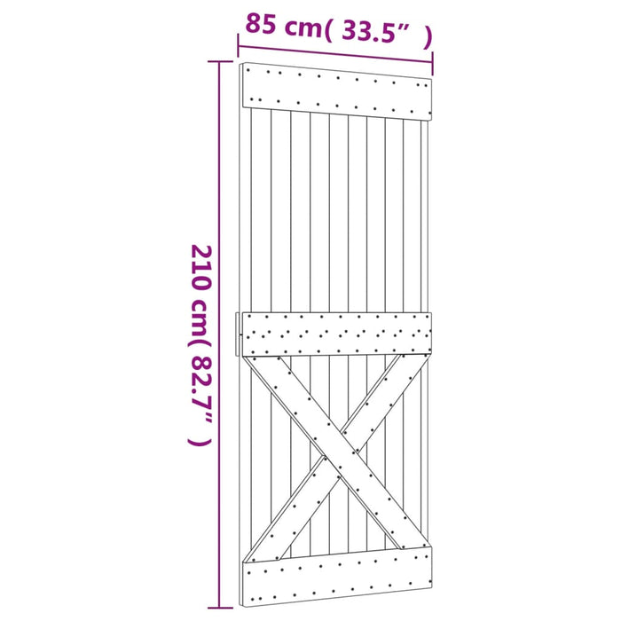 Schuifdeur Met Beslag 85X210 Cm Massief Grenenhout Grijs