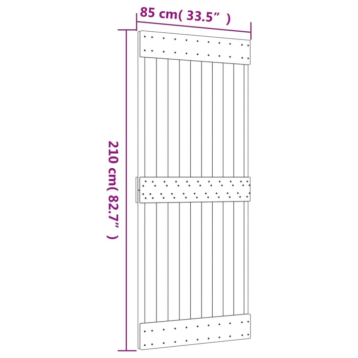 Schuifdeur Met Beslag 85X210 Cm Massief Grenenhout Grijs