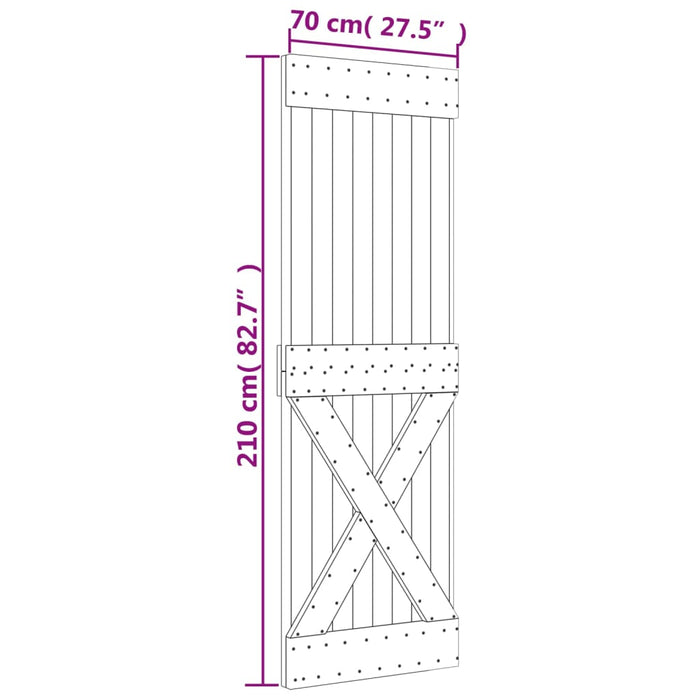 Schuifdeur Met Beslag 70X210 Cm Massief Grenenhout