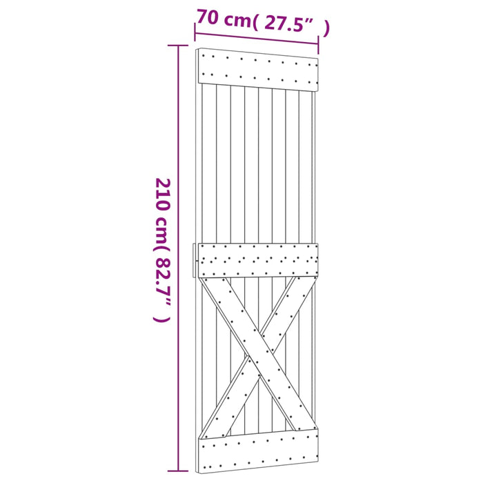 Schuifdeur Met Beslag 70X210 Cm Massief Grenenhout Blauw