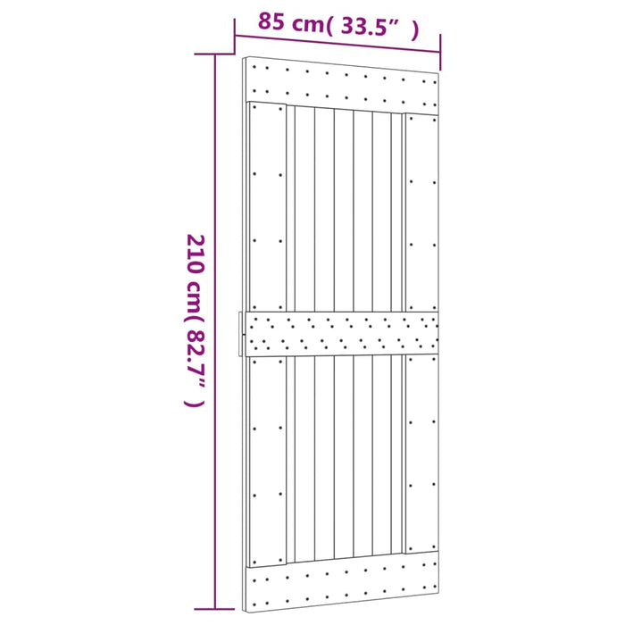 Schuifdeur Met Beslag 85X210 Cm Massief Grenenhout Blauw