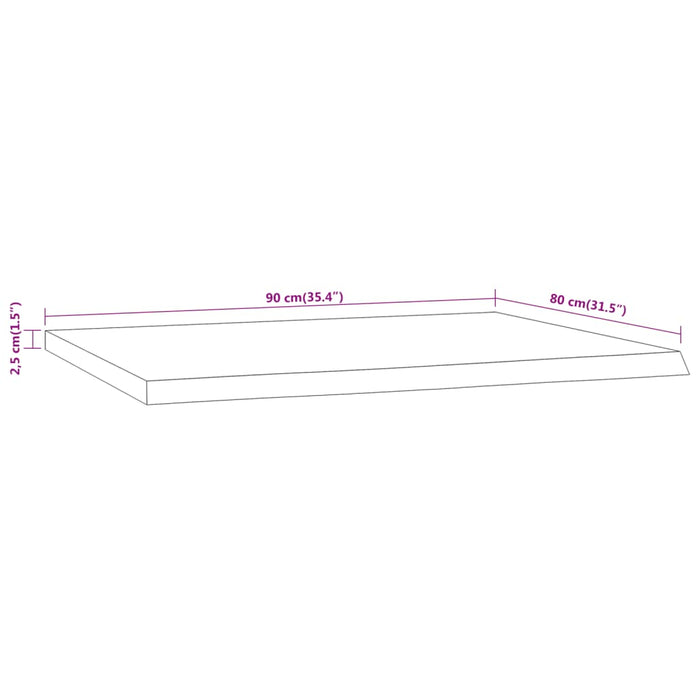 Bureaublad Rechthoekig Natuurlijke Rand 90X80X2,5 Cm Acaciahout