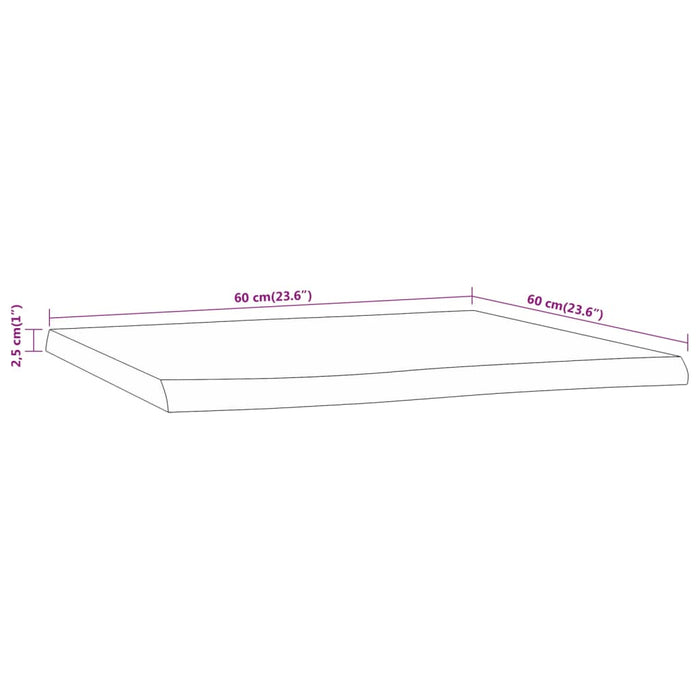 Tafelblad Vierkant Natuurlijke Rand 60X60X2,5 Cm Acaciahout