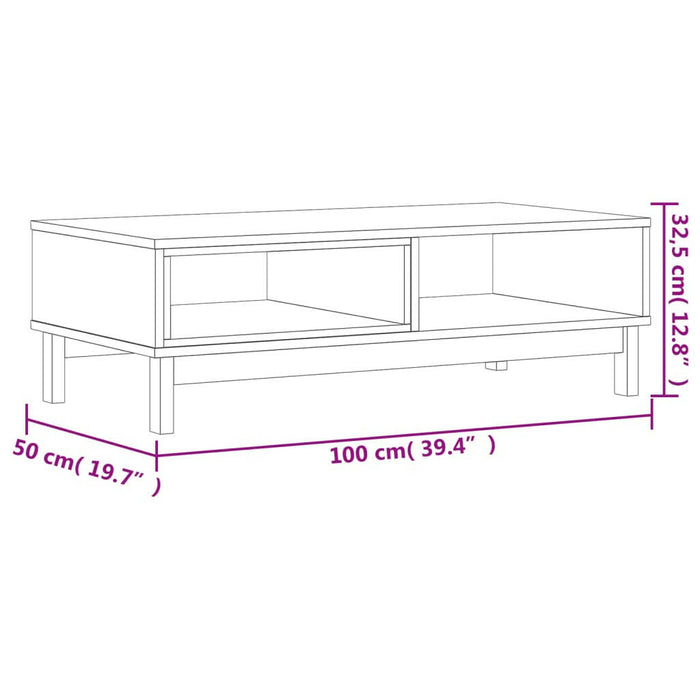 Salontafel Flam 100X50X32,5 Cm Massief Grenenhout