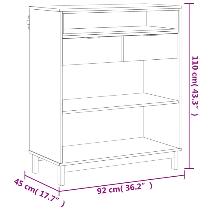 Bartafel Flam 92X45X110 Cm Massief Grenenhout