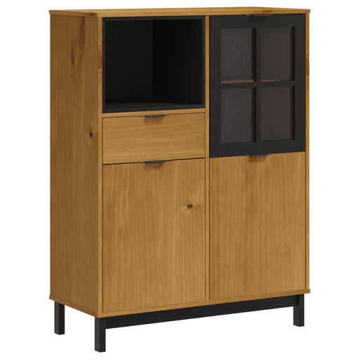 Hoge Kast Met Glazen Deur Flam 92X40X122,5 Cm Grenenhout