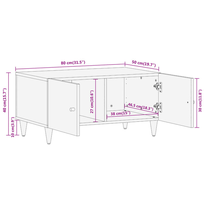 Salontafel 80X50X40 Cm Massief Mangohout