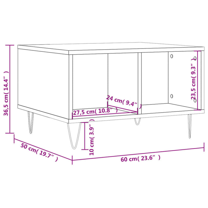 Salontafel 60X50X36,5 Cm Bewerkt Hout Bruin Eikenkleur