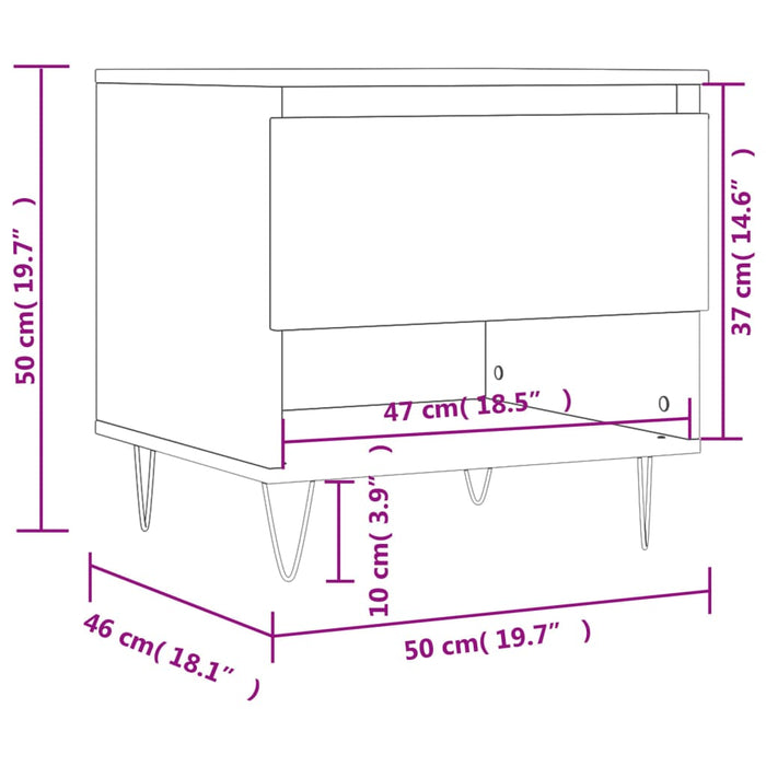 Salontafel 50X46X50 Cm Bewerkt Hout Bruin Eikenkleur