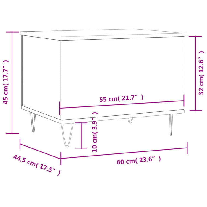 Salontafel 60X44,5X45 Cm Bewerkt Hout Gerookt Eikenkleurig