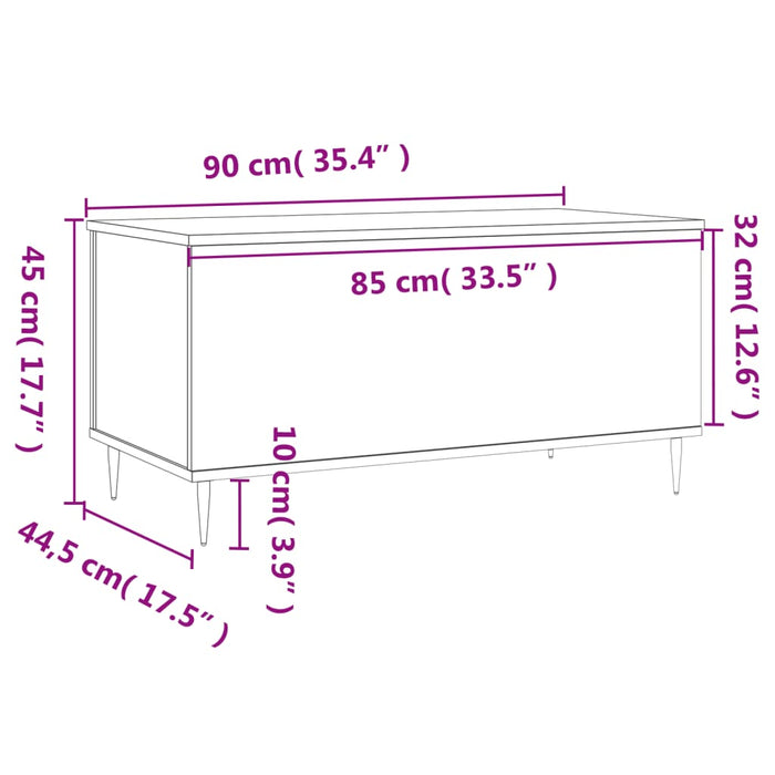 Salontafel 90X44,5X45 Cm Bewerkt Hout